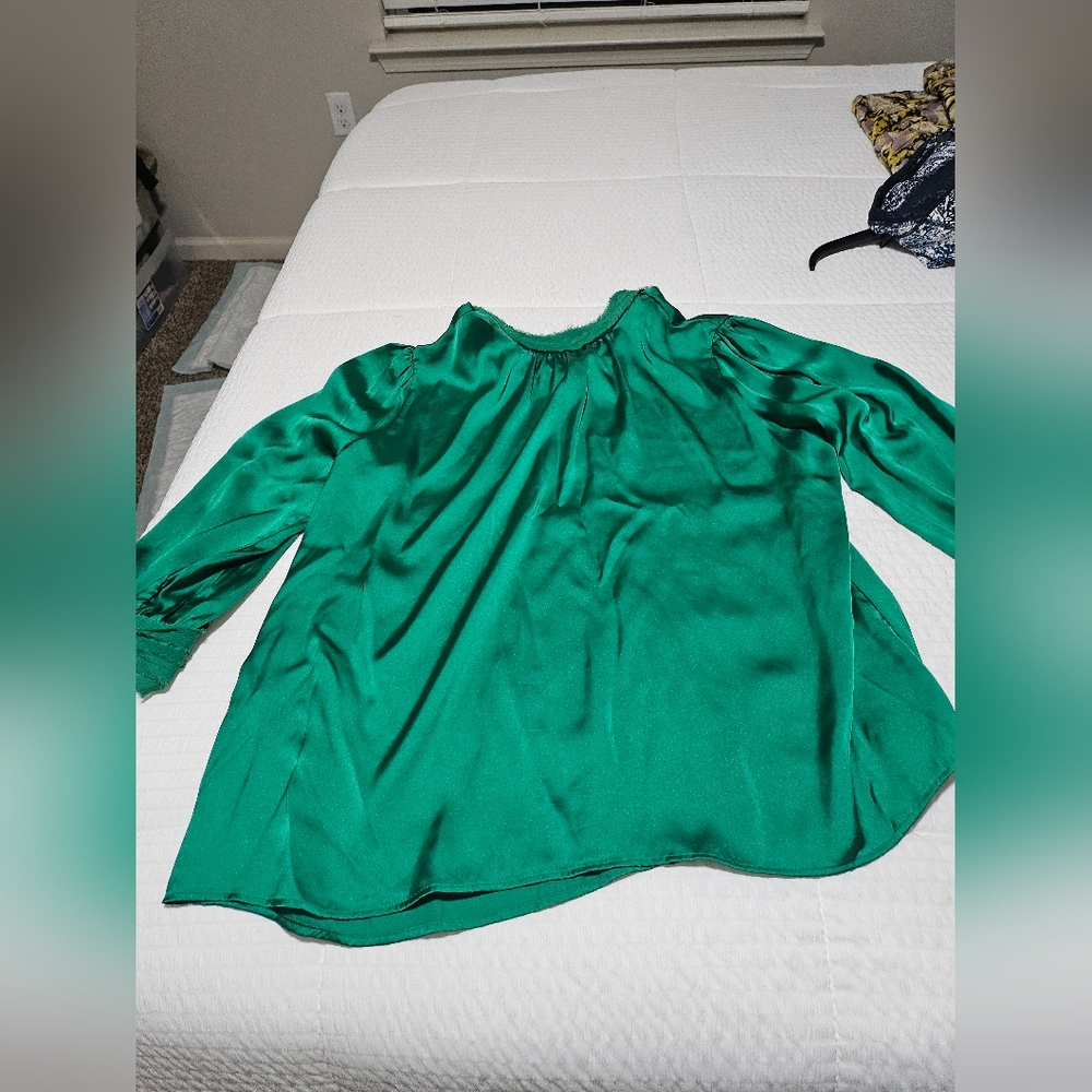 Zara green silk long-sleeved